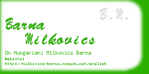 barna milkovics business card